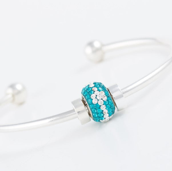 Teal Warrior Bead on our Bangle Bracelet