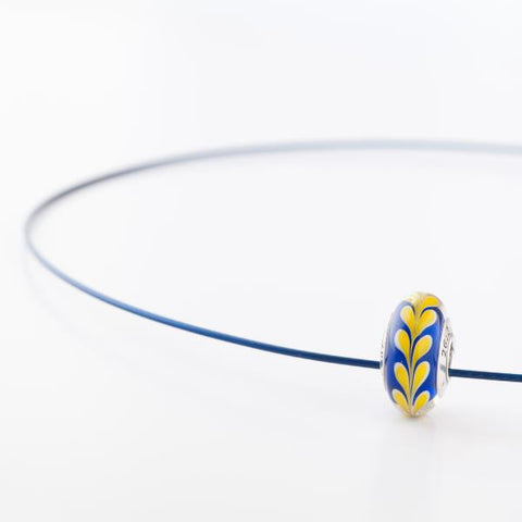 Boston Strong bead on blue cable necklace